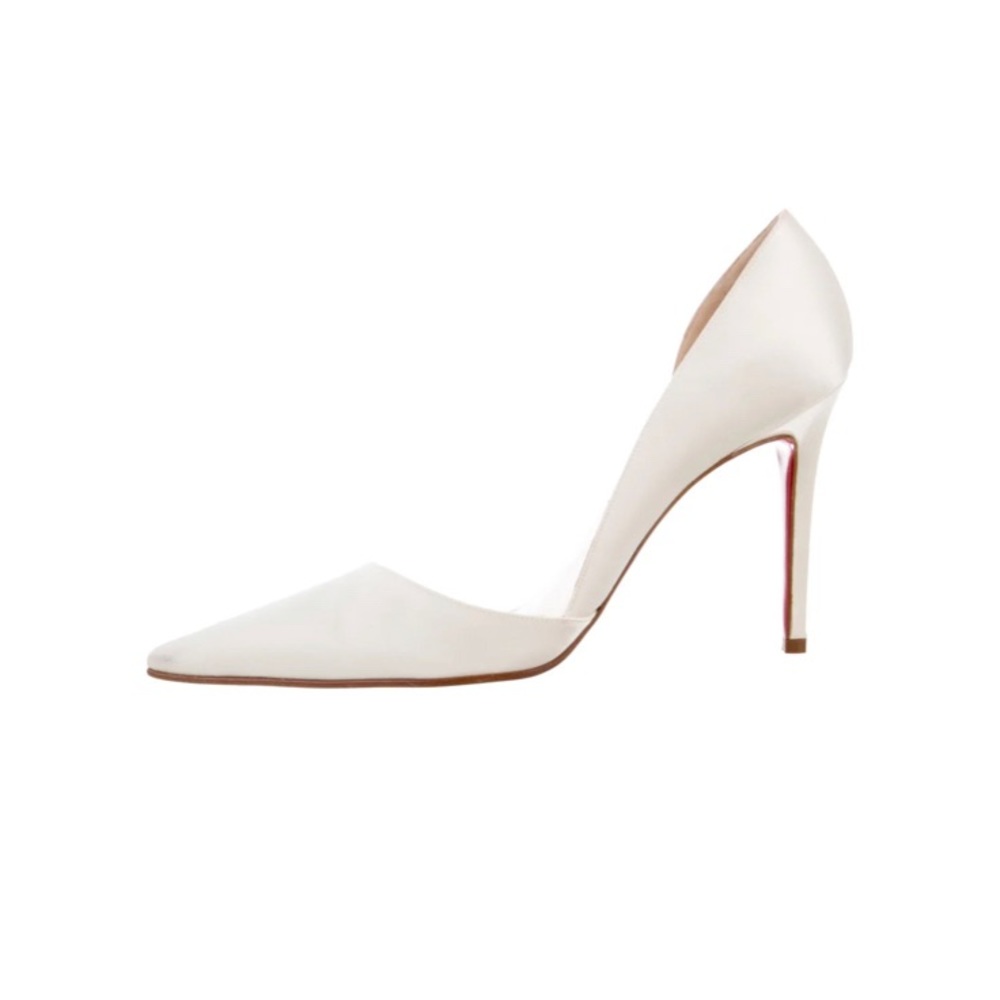 Christian Louboutin Satin D’Orsay Pumps in Ivory- rare in this finish